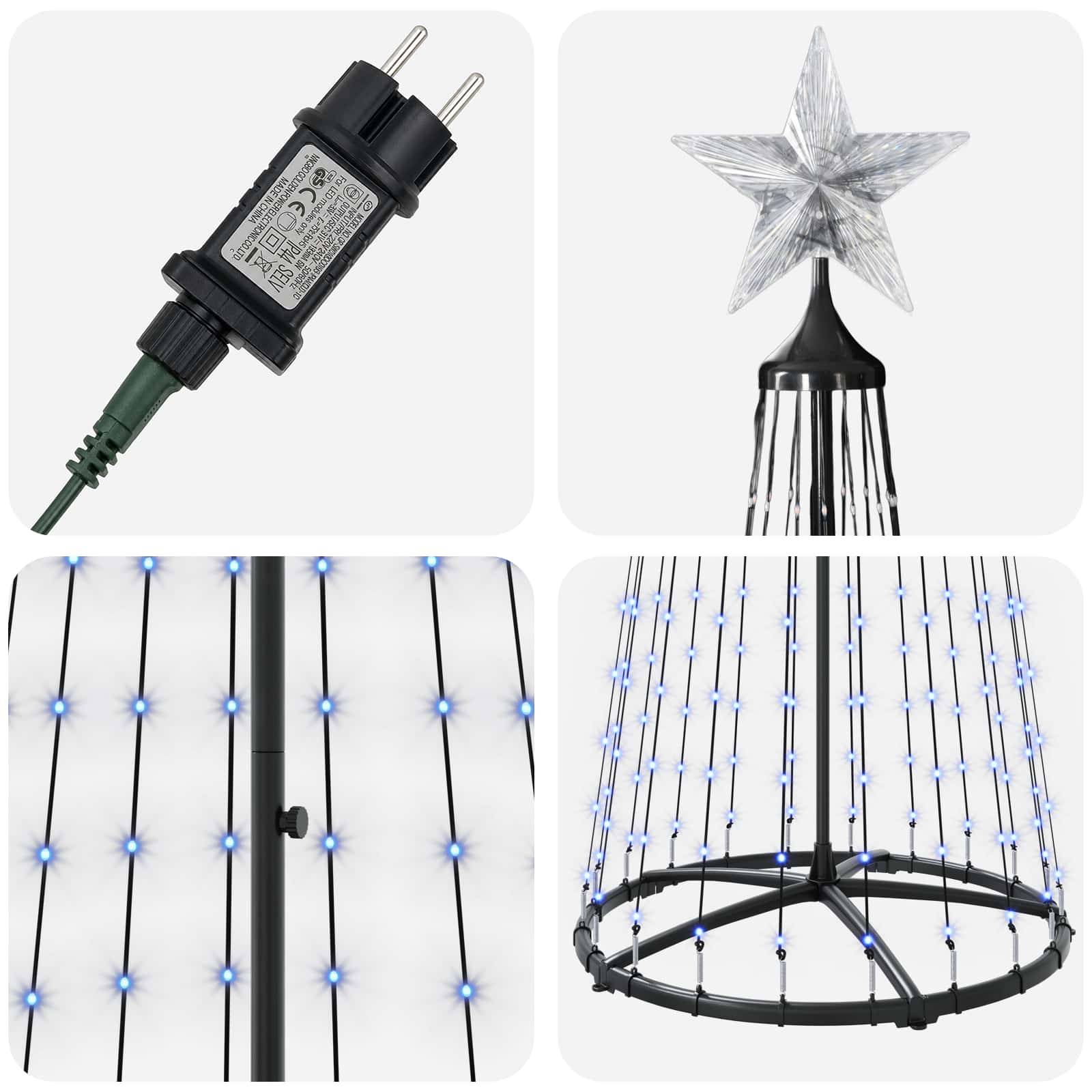 Vidaxl - Sapin cône lumineux LED 250 cm 470 LED Bleu Acier Blanc vidaXL 42050814 - Image 6