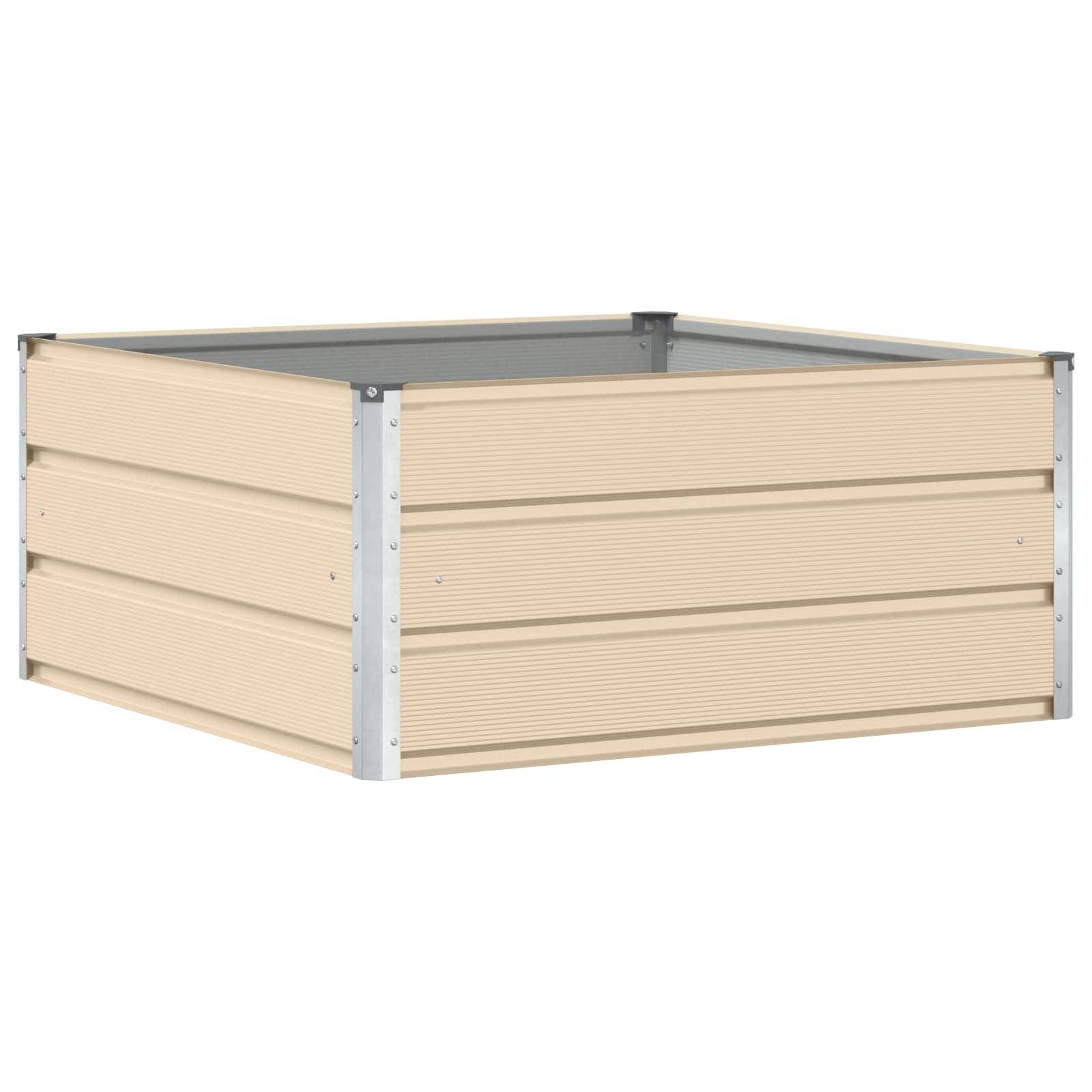Jardinière moderne 100 x 100 x 45 cm style épuré usage extérieur en acier ivoire - Image 1