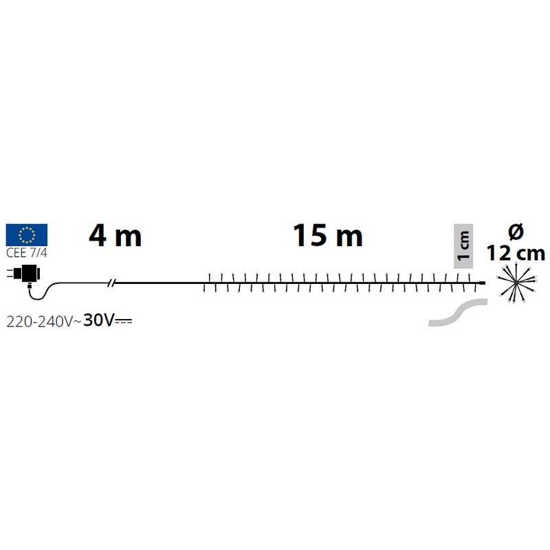Lotti - Guirlande Boa 12cm 15m 1500 miniLED blanc chaud fixe câble transparent Lotti - Image 3