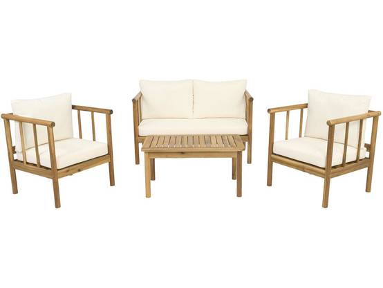 Salon De Jardin En Bois Avec Coussins Inclus "milano" - 4 Places - Beige -habitat Et Jardin - Image 1