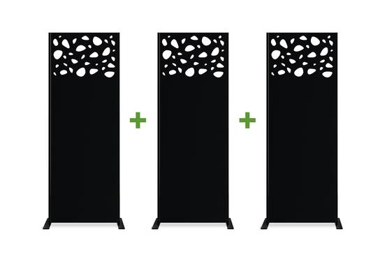 Casanoov Lot de 3 panneaux décoratifs SUNNY Noir H.160 cm motifs sur le haut - Image 1