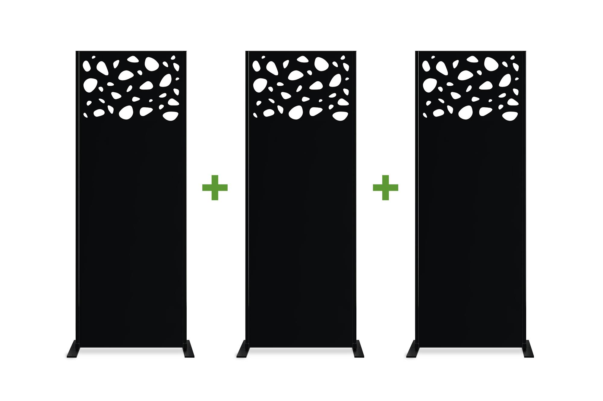 Casanoov Lot de 3 panneaux décoratifs SUNNY Noir H.160 cm motifs sur le haut - Image 1