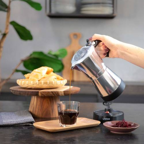 Livoo - Cafetière italienne électrique acier 6 tasses - Image 1