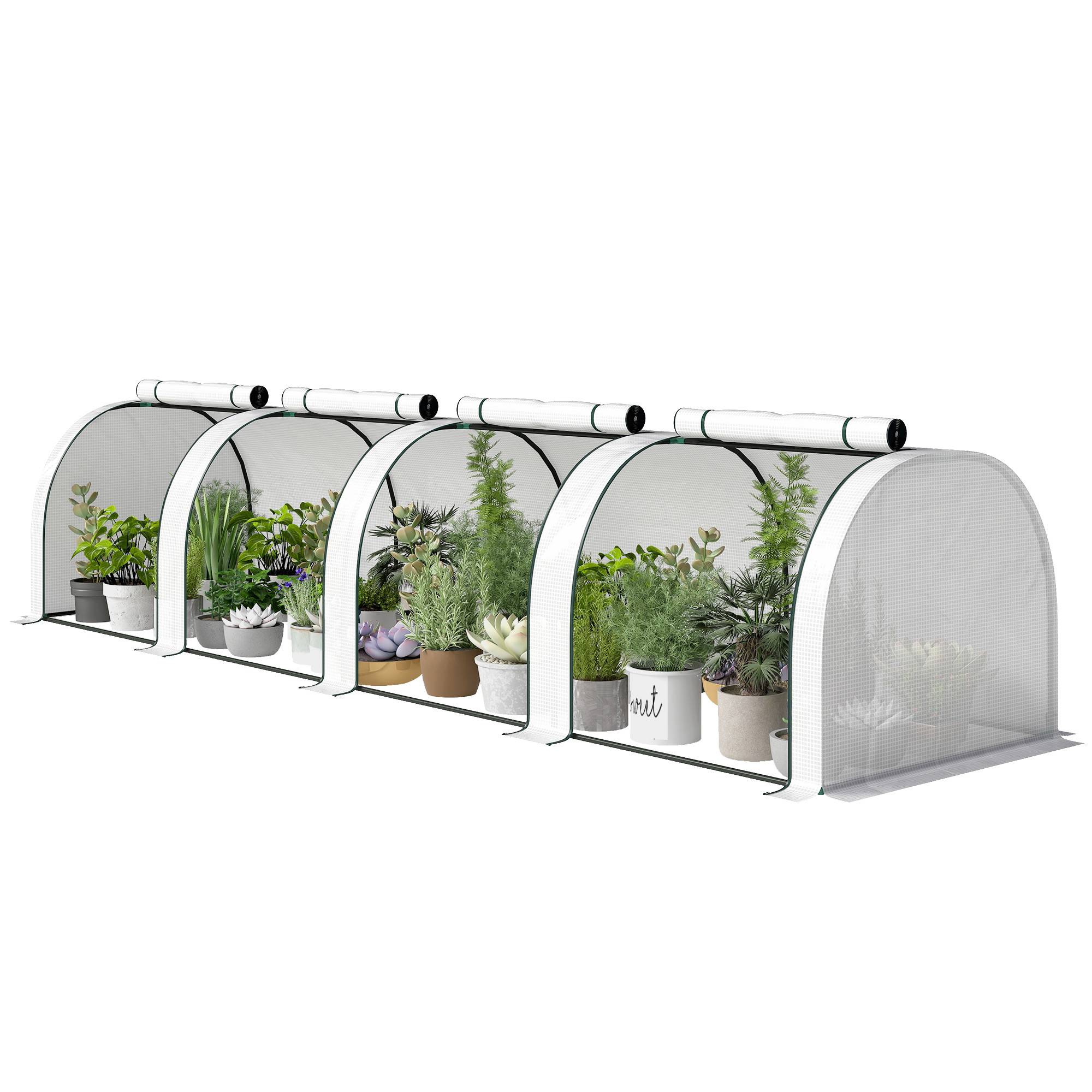 Maison Chic - Mini serre de jardin serre à tomates 4x1x0,80 m acier PE anti-UV 4 portes avec zip enroulables blanc - Image 1