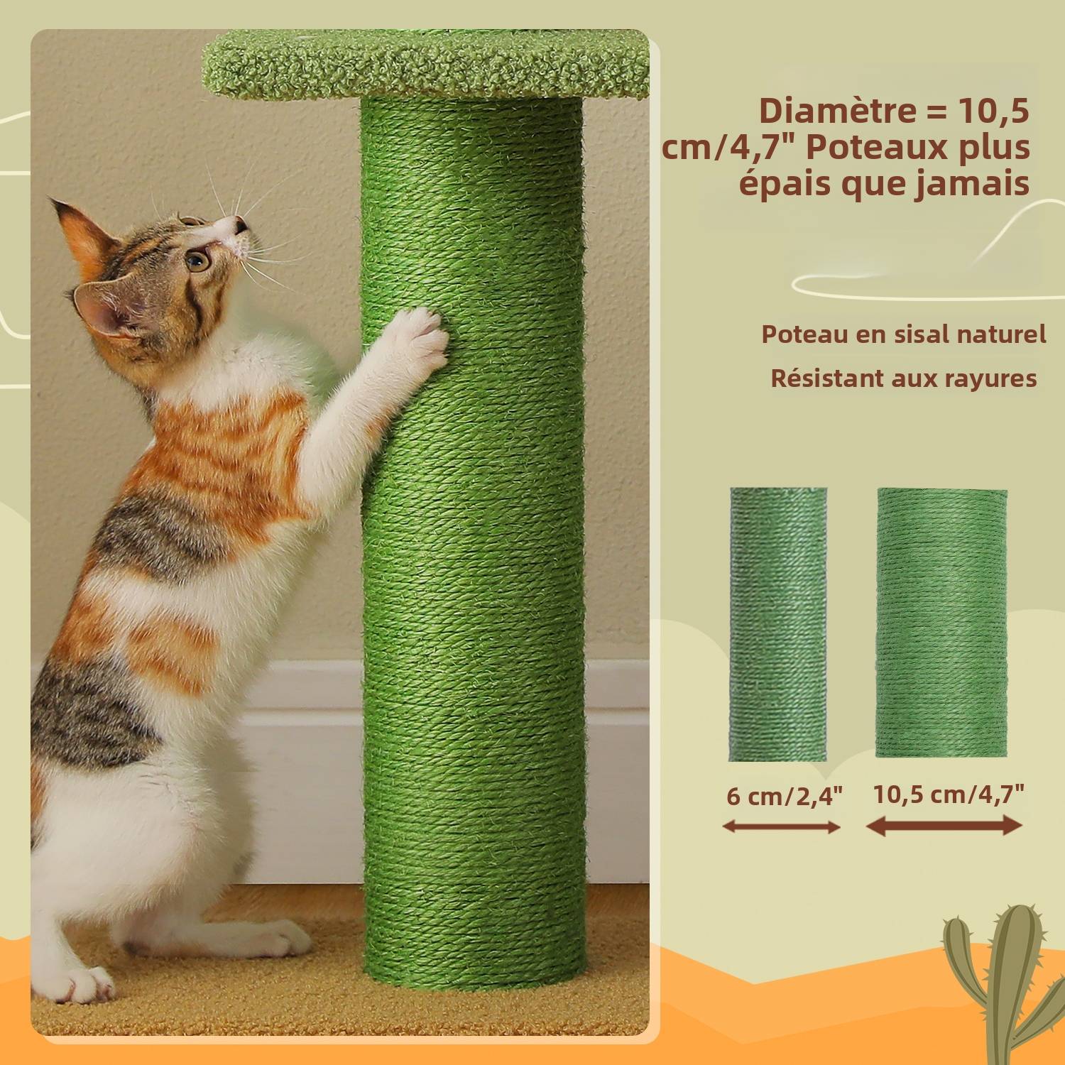 Arbre à Chat XXL du Sol au Plafond – 5 Niveaux, Tout Sisal PAWZ Road - Image 4