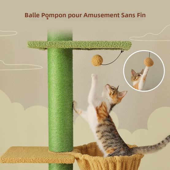Arbre à Chat XXL du Sol au Plafond – 5 Niveaux, Tout Sisal PAWZ Road - Image 5