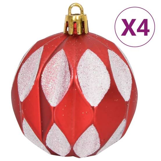 Ensemble de boules de Noël - Ornements de Noël - décorations de Noël 64 pcs Rouge et blanc - Image 5