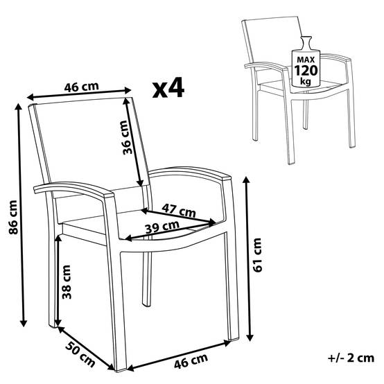 Chaise de jardin Aluminium Gris PERETA - Beliani - Image 2
