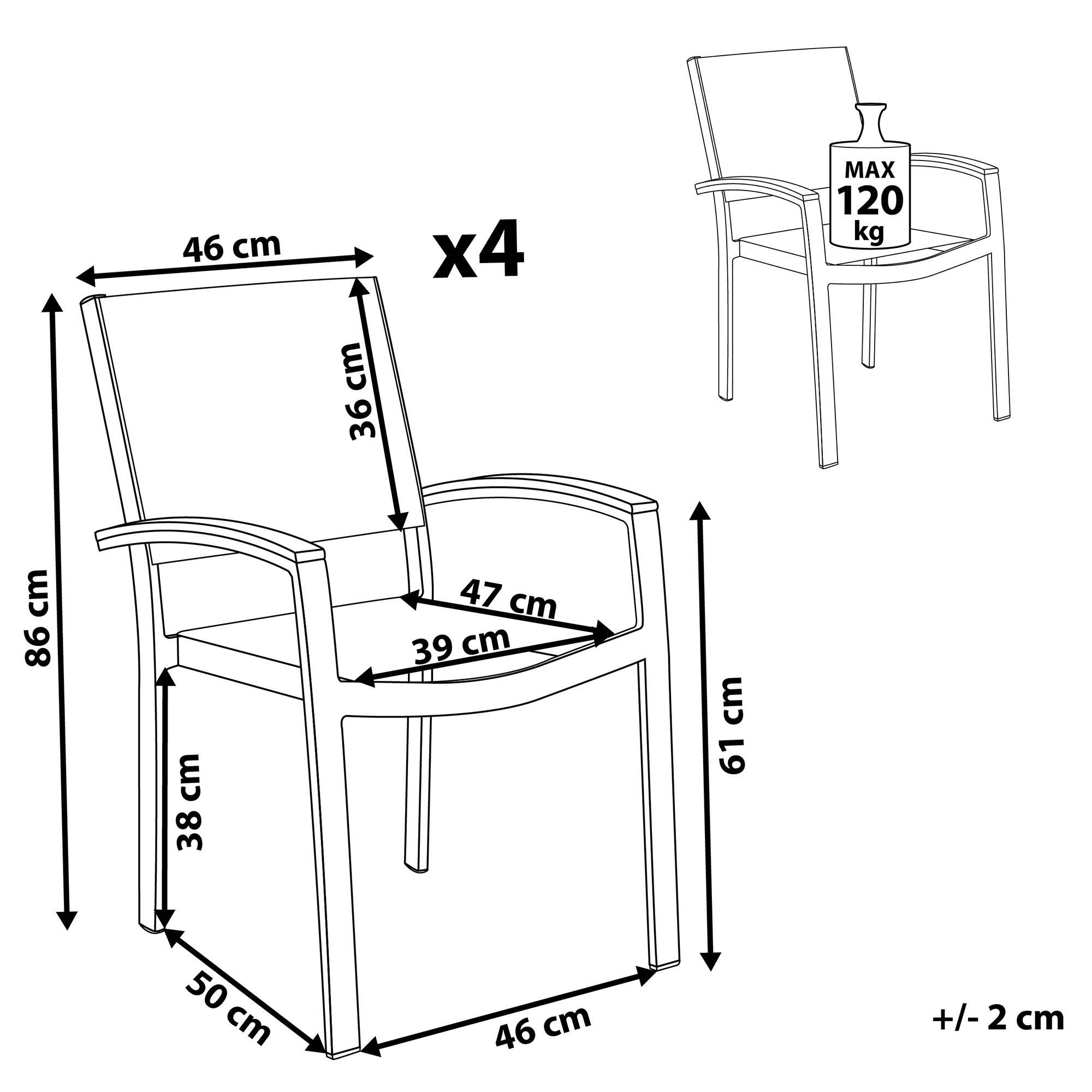 Chaise de jardin Aluminium Gris PERETA - Beliani - Image 2