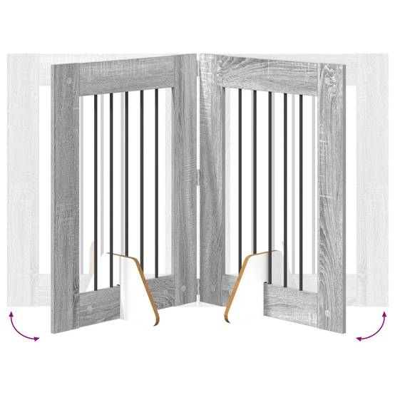 ComfortXL - Barrière de Sécurité Pliable pour Chien Intérieur Bois avec Supports 362cm Sonoma Gris - ComfortXL Outdoor Living - Image 6