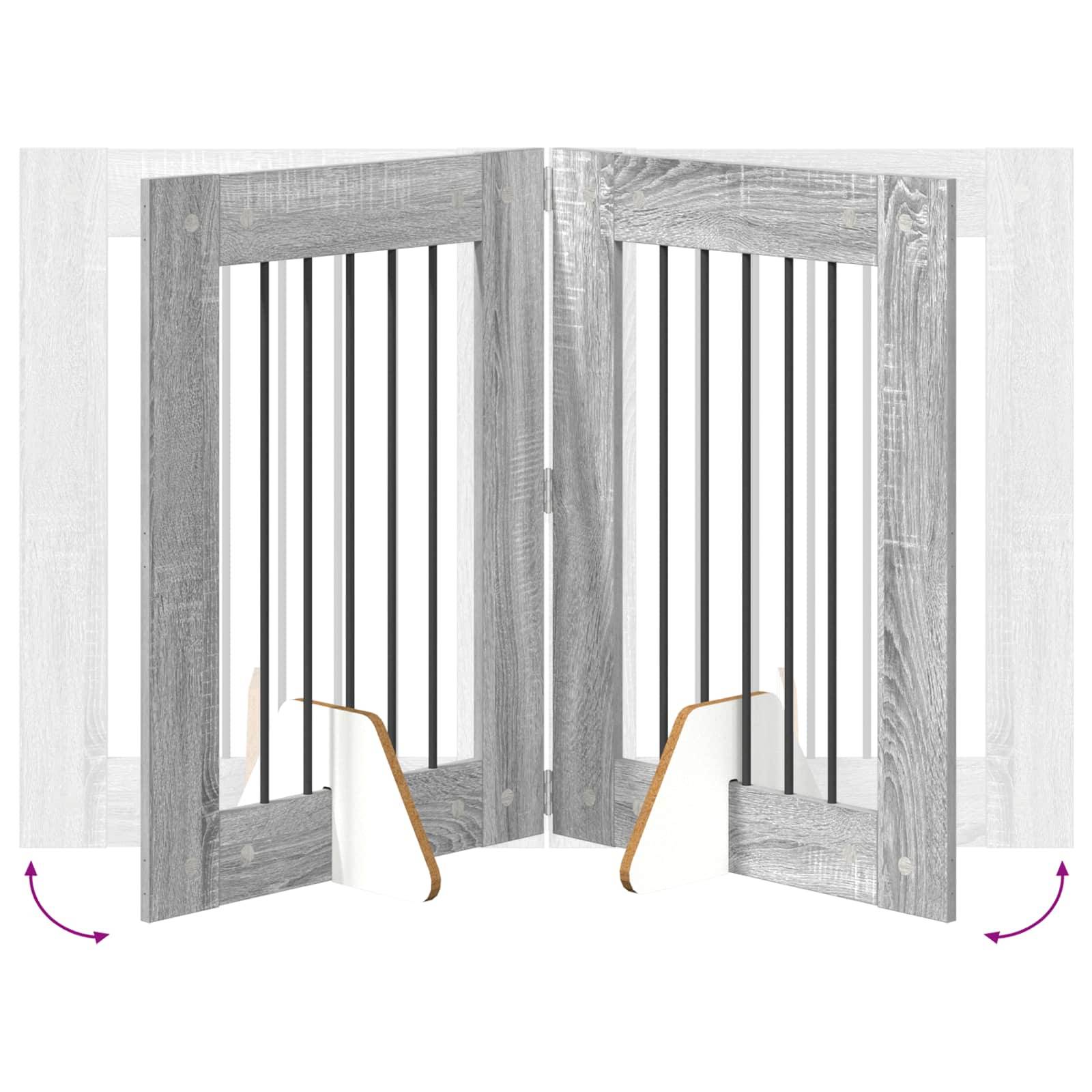 ComfortXL - Barrière de Sécurité Pliable pour Chien Intérieur Bois avec Supports 362cm Sonoma Gris - ComfortXL Outdoor Living - Image 6