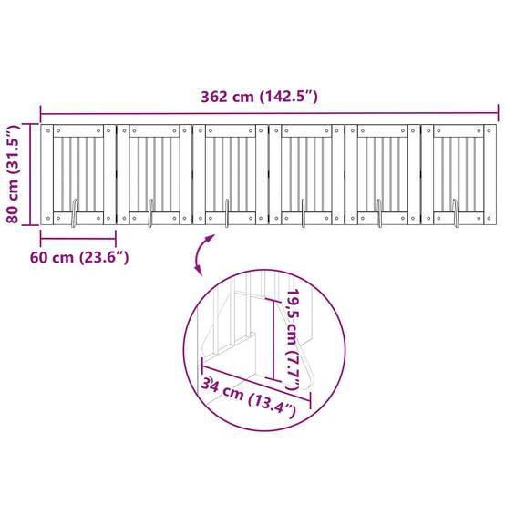 ComfortXL - Barrière de Sécurité Pliable pour Chien Intérieur Bois avec Supports 362cm Sonoma Gris - ComfortXL Outdoor Living - Image 9