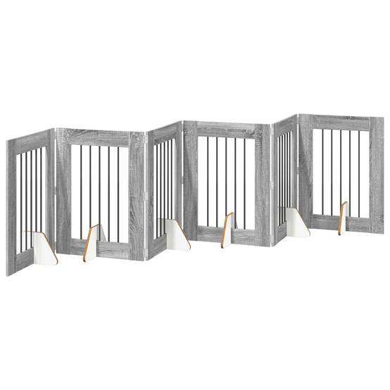 ComfortXL - Barrière de Sécurité Pliable pour Chien Intérieur Bois avec Supports 362cm Sonoma Gris - ComfortXL Outdoor Living - Image 2
