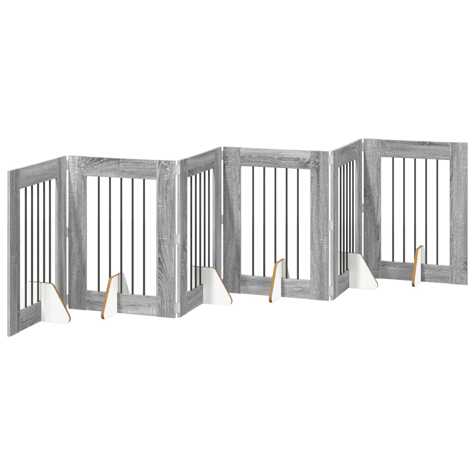 ComfortXL - Barrière de Sécurité Pliable pour Chien Intérieur Bois avec Supports 362cm Sonoma Gris - ComfortXL Outdoor Living - Image 2