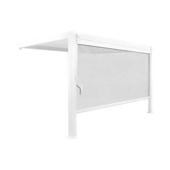 Pergola bioclimatique aluminium adossée 4x3m + 1 store 4m blanc Triomphe | sweeek - Image 2