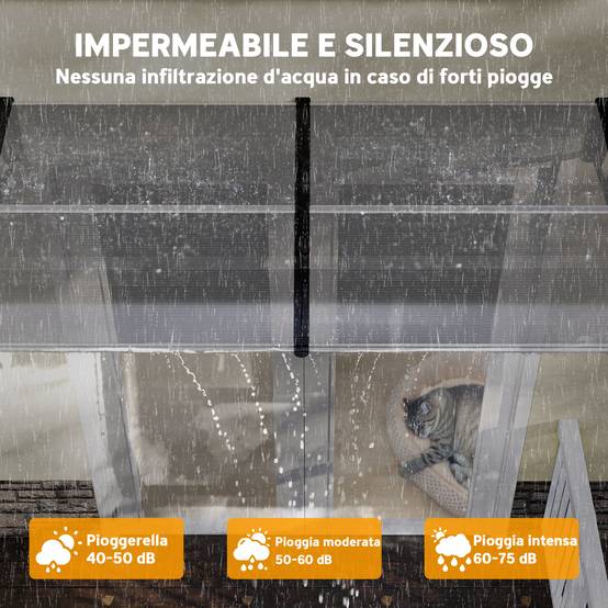 Auvent Porte Entrée Polycarbonate Aluminium Marquise Protection UV Pluie 200x96cm Transparent - ComfortXL Outdoor Living - Image 7