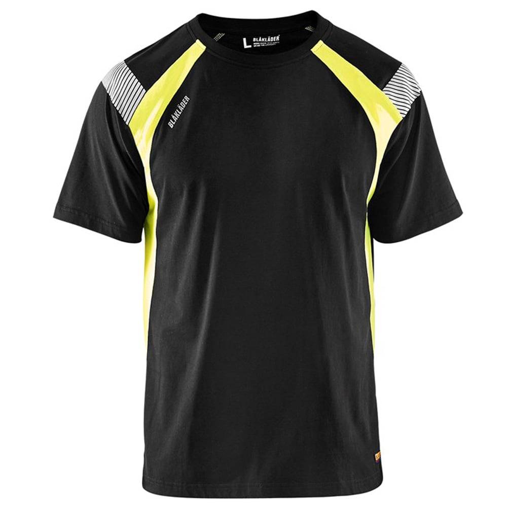 T-Shirt haute visibilité Blaklader bicolore 100% coton Noir / Jaune L - Image 1