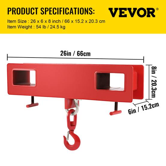 VEVOR Crochet de levage pour chariot élévateur, double fourche, capacité 2t. Acier pour entrepôts. - Image 7