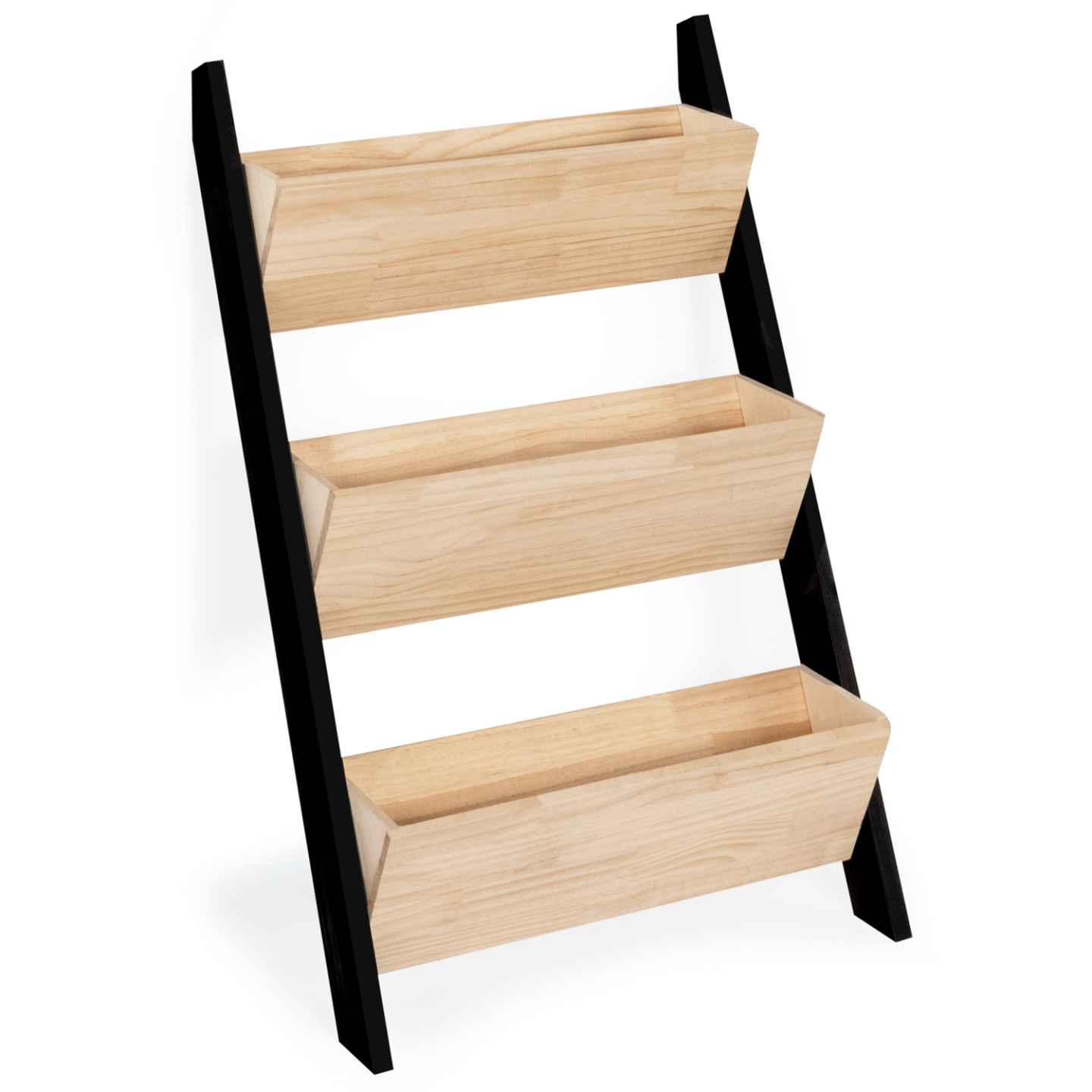 Jardinière échelle FREDDY 110 CM 3 bacs bois et noir potager pour jardin et balcon - Image 5