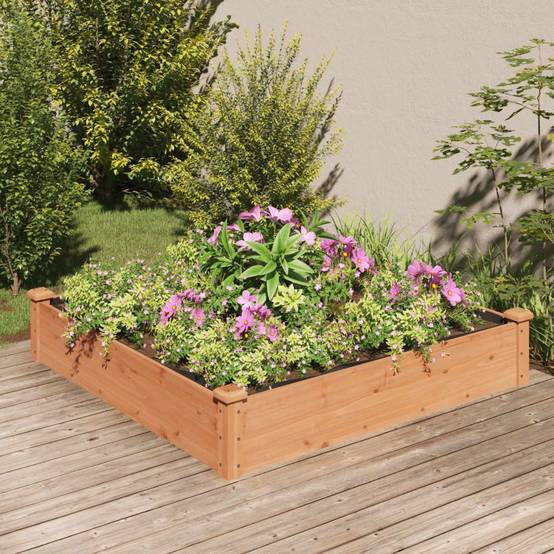 ComfortXL - Grand carré potager bois massif avec doublure jardin marron 120x120cm – ComfortXL Outdoor Living - Image 1