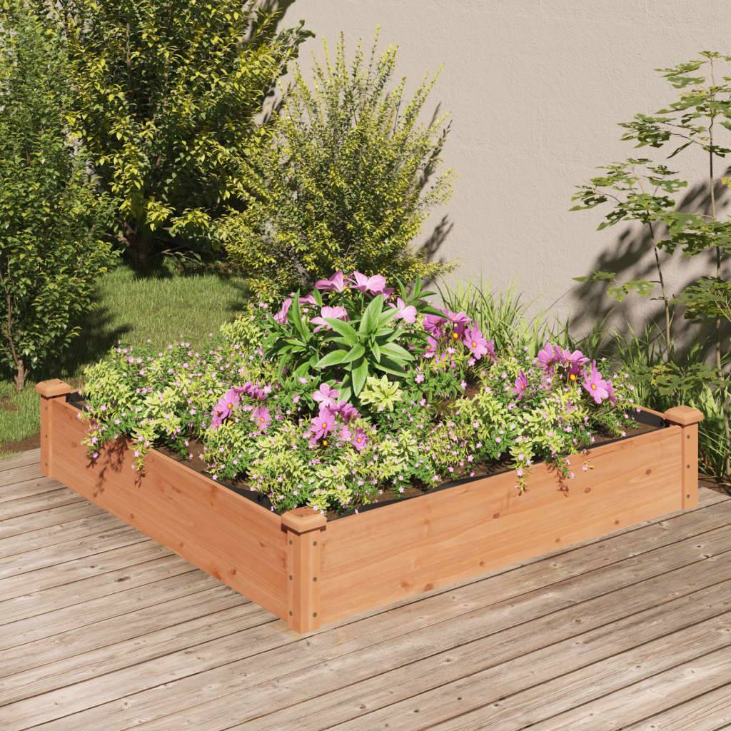 ComfortXL - Grand carré potager bois massif avec doublure jardin marron 120x120cm – ComfortXL Outdoor Living - Image 1