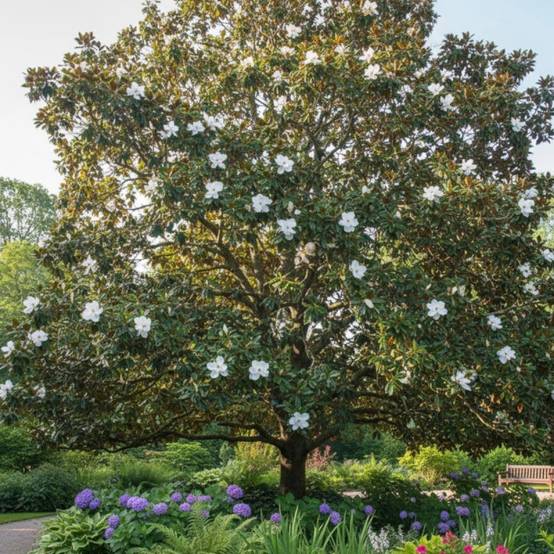 Magnolia à grandes fleurs Galissoniensis, Magnolia persistant à fleurs Blanche - feuillage Persistant - Pot de 7,5L - 80/100 cm- hauteur à maturité D - Image 3