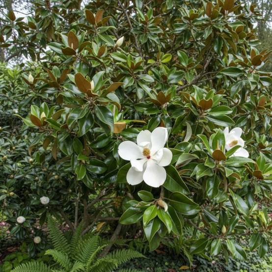 Magnolia à grandes fleurs Galissoniensis, Magnolia persistant à fleurs Blanche - feuillage Persistant - Pot de 7,5L - 80/100 cm- hauteur à maturité D - Image 4
