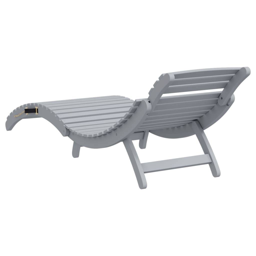 Maison Chic - Bain de soleil - Transat gris 184x55x64 cm bois massif d'acacia HL127 - Image 5