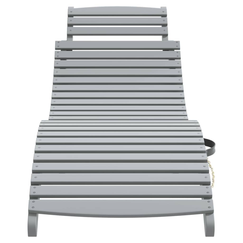 Maison Chic - Bain de soleil - Transat gris 184x55x64 cm bois massif d'acacia HL127 - Image 3