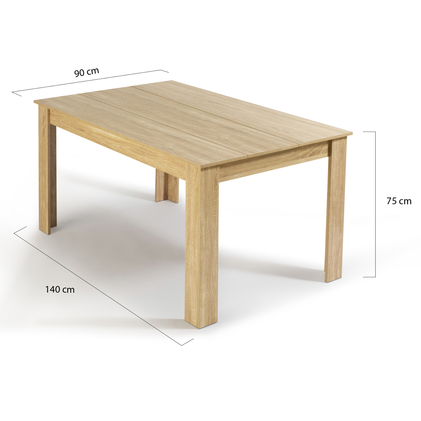 Table à manger rectangle GEORGIA 6 personnes imitation hêtre 140 x 80 cm - Image 6
