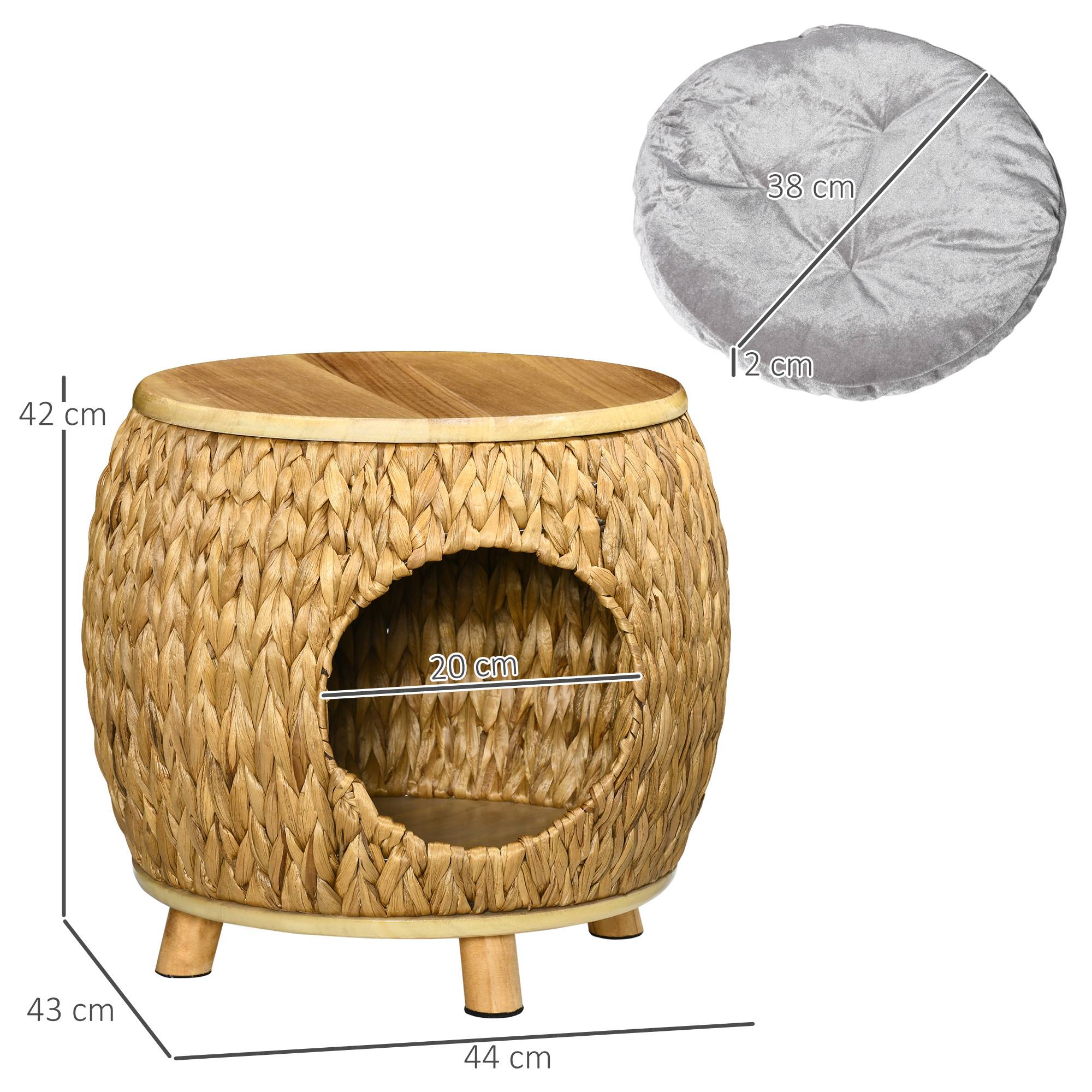 Sans Marque - Cachette jacinthe d'eau coussin lavable, 44x43x42cm Brun clair+Bois naturel+Gris - Image 5