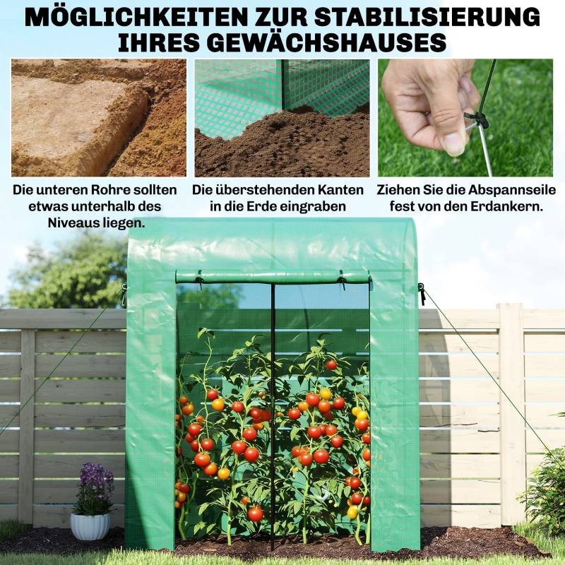 Serre à Tomates Acier Jardin Potager Protection UV et Intempéries 170x68x200cm Vert - ComfortXL Outdoor Living - Image 8