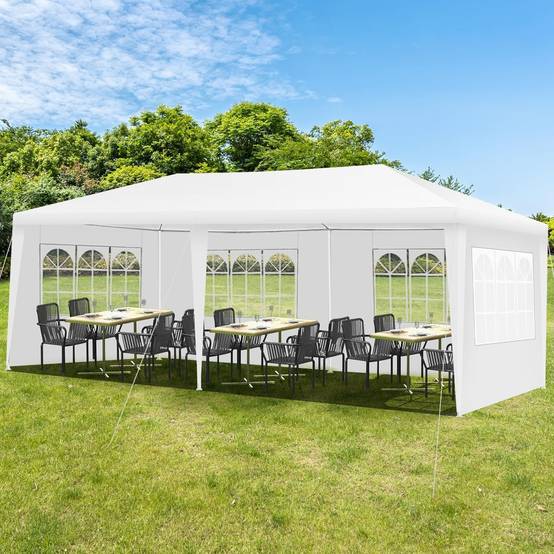Tonnelle de Jardin / Barnum 3x6m-18㎡ Tente de Réception avec 4 Parois Amovibles, Piquets de Terre, Sac de Transport, pour Fête/Mariage/BBQ, Blanc - Image 2