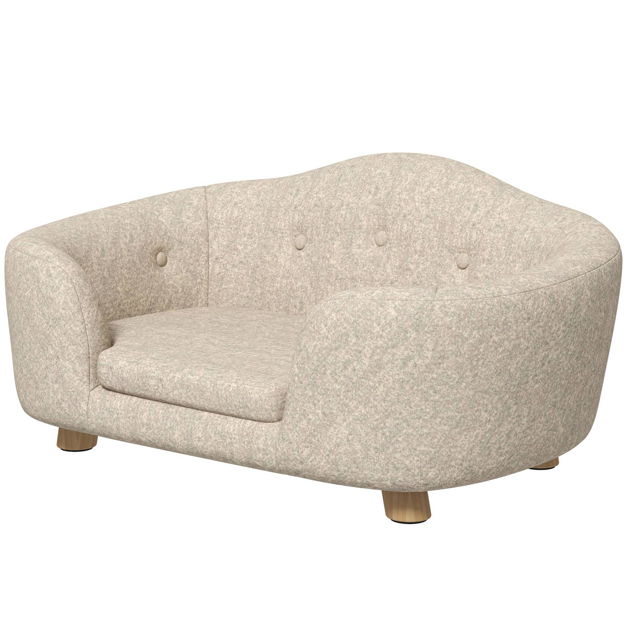 ComfortXL - Canapé pour chien en peluche et pin 70 x 47 x 30 cm crème pour petit chien couchage surélevé avec coussin - Image 2