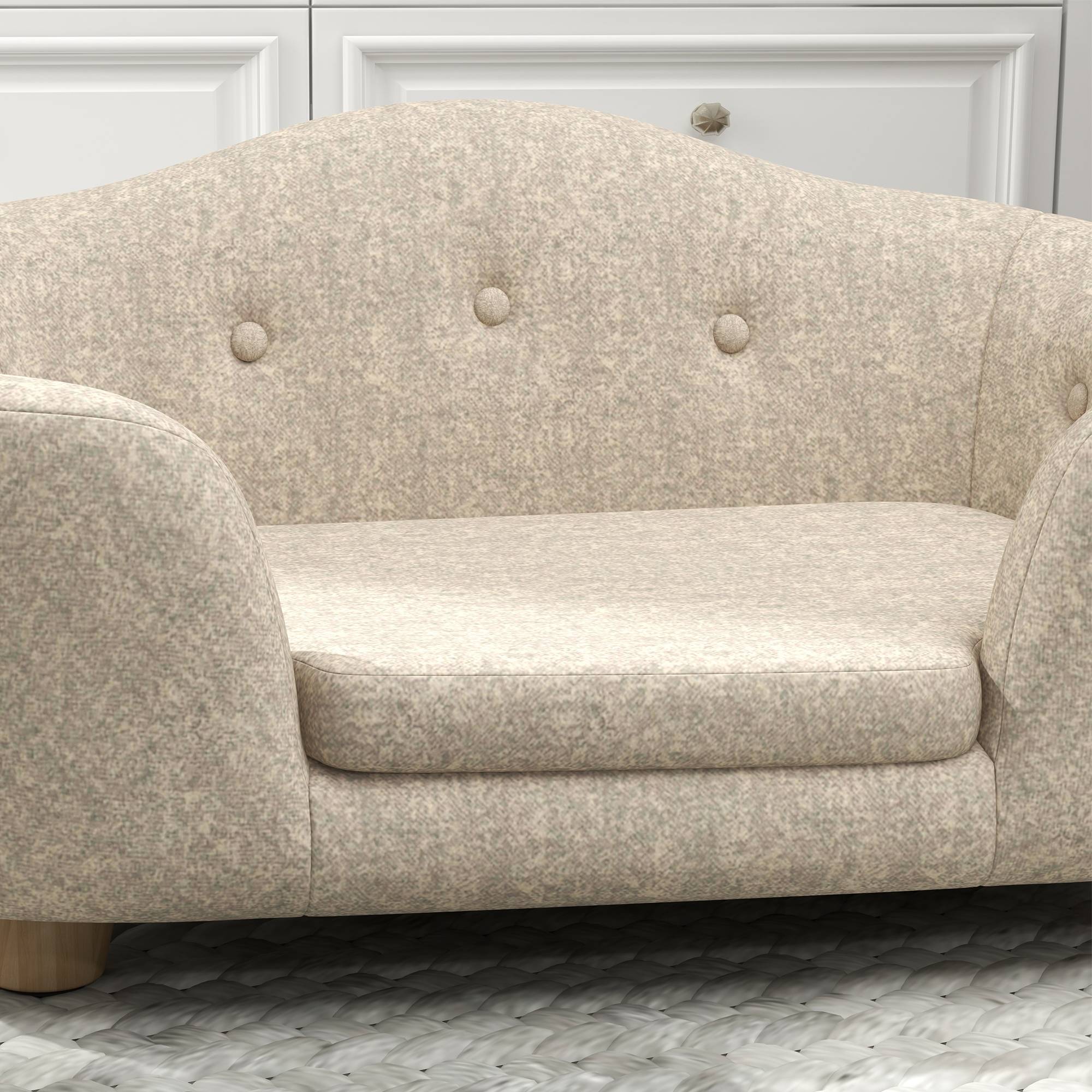 ComfortXL - Canapé pour chien en peluche et pin 70 x 47 x 30 cm crème pour petit chien couchage surélevé avec coussin - Image 8