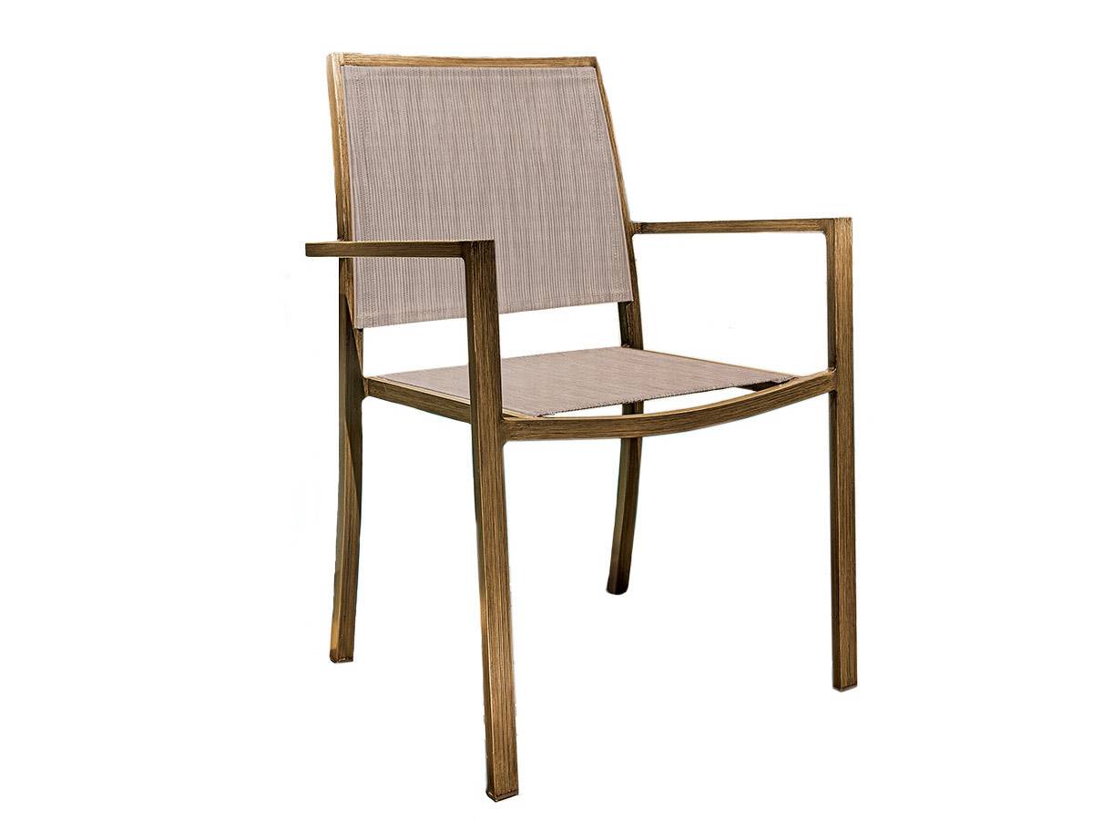Lot de 2 Fauteuils de jardin en aluminium et textilène empilable aspect teck SANTORIN - Jardiline - Image 3