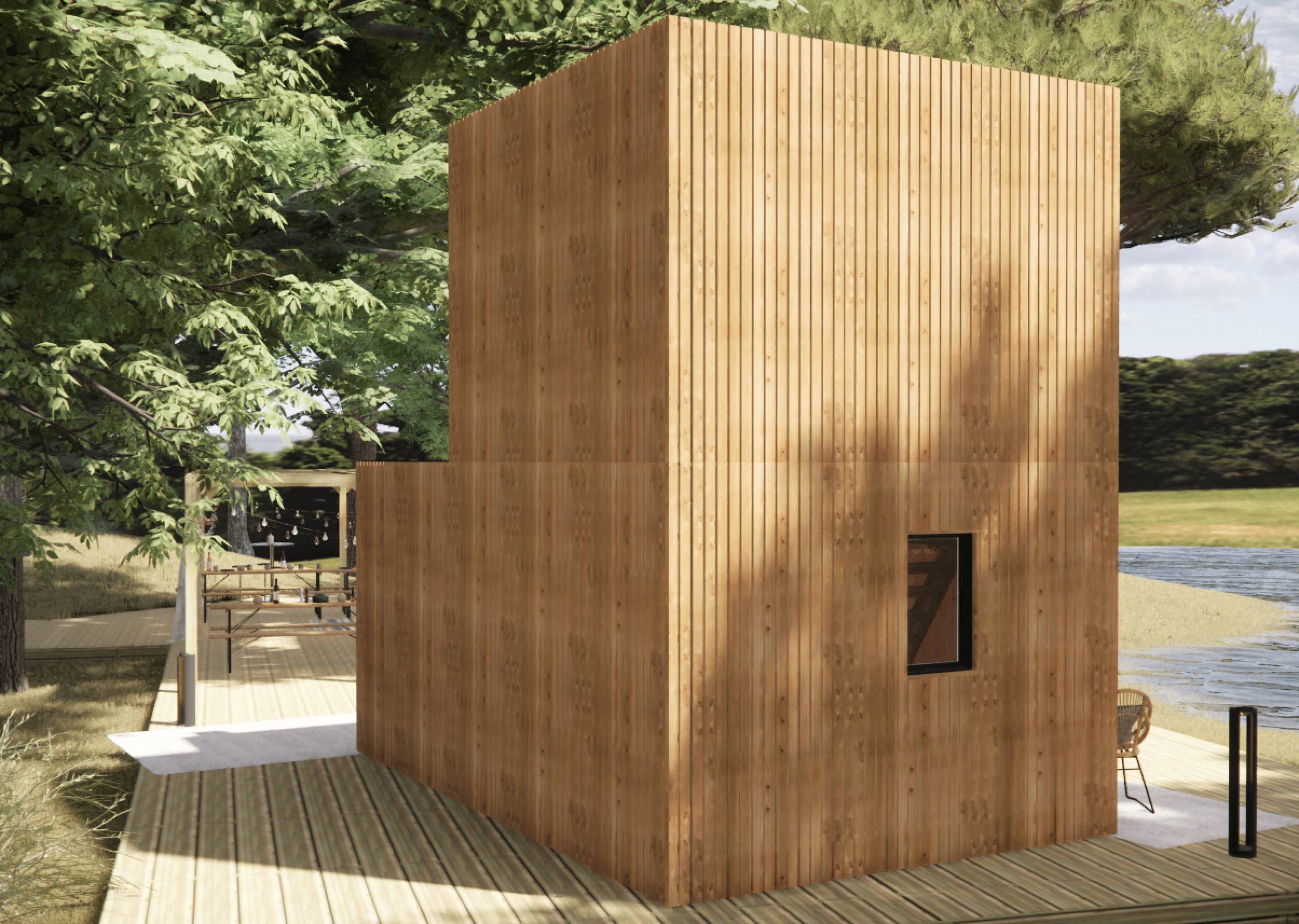 Studio de jardin 4 saisons en bois 5,5 x 3,5 x 2,7 m / isolation RE2020 avec mezzanine et terrasse / menuiseries alu k-line - Image 10