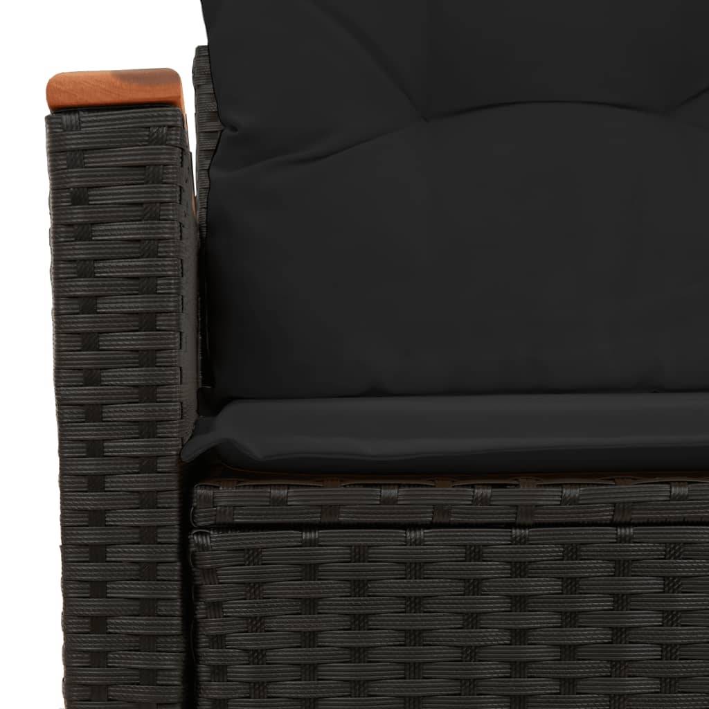 ComfortXL - Canapé Extérieur 2 Places Poly Rotin avec Tablettes Latérales et Bois Acacia – Noir – ComfortXL Outdoor Living - Image 9