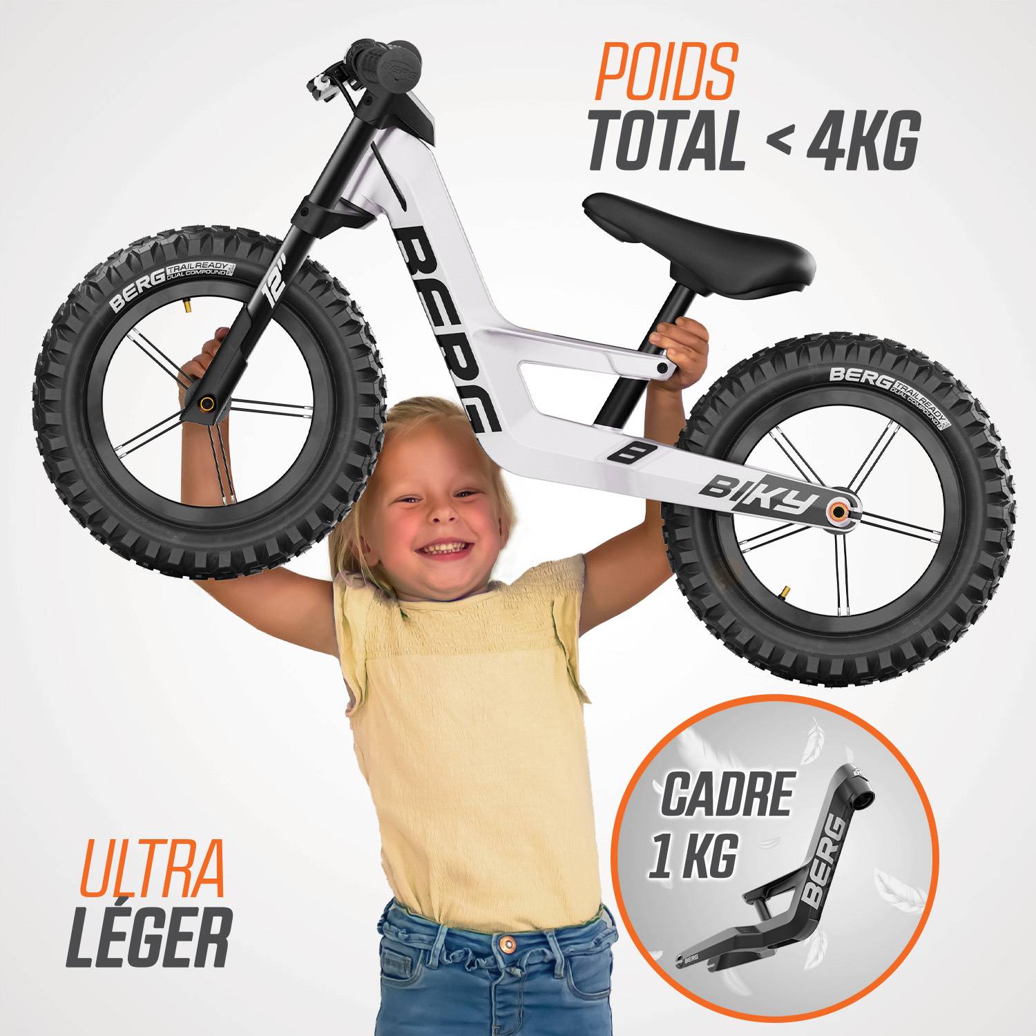 Berg - Vélo d'équilibre Biky Cross blanc avec frein à mains 2-5 ans, BERG - Image 2