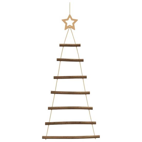 Lot de 2 Sapins de Noël Muraux Suspendus en Bois Naturel Décoration 90 cm – ComfortXL Outdoor Living - Image 4