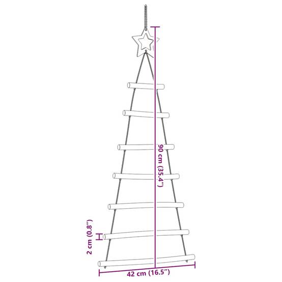Lot de 2 Sapins de Noël Muraux Suspendus en Bois Naturel Décoration 90 cm – ComfortXL Outdoor Living - Image 8