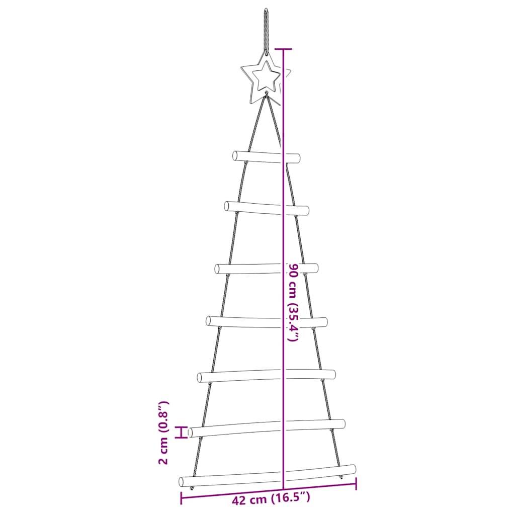 Lot de 2 Sapins de Noël Muraux Suspendus en Bois Naturel Décoration 90 cm – ComfortXL Outdoor Living - Image 8