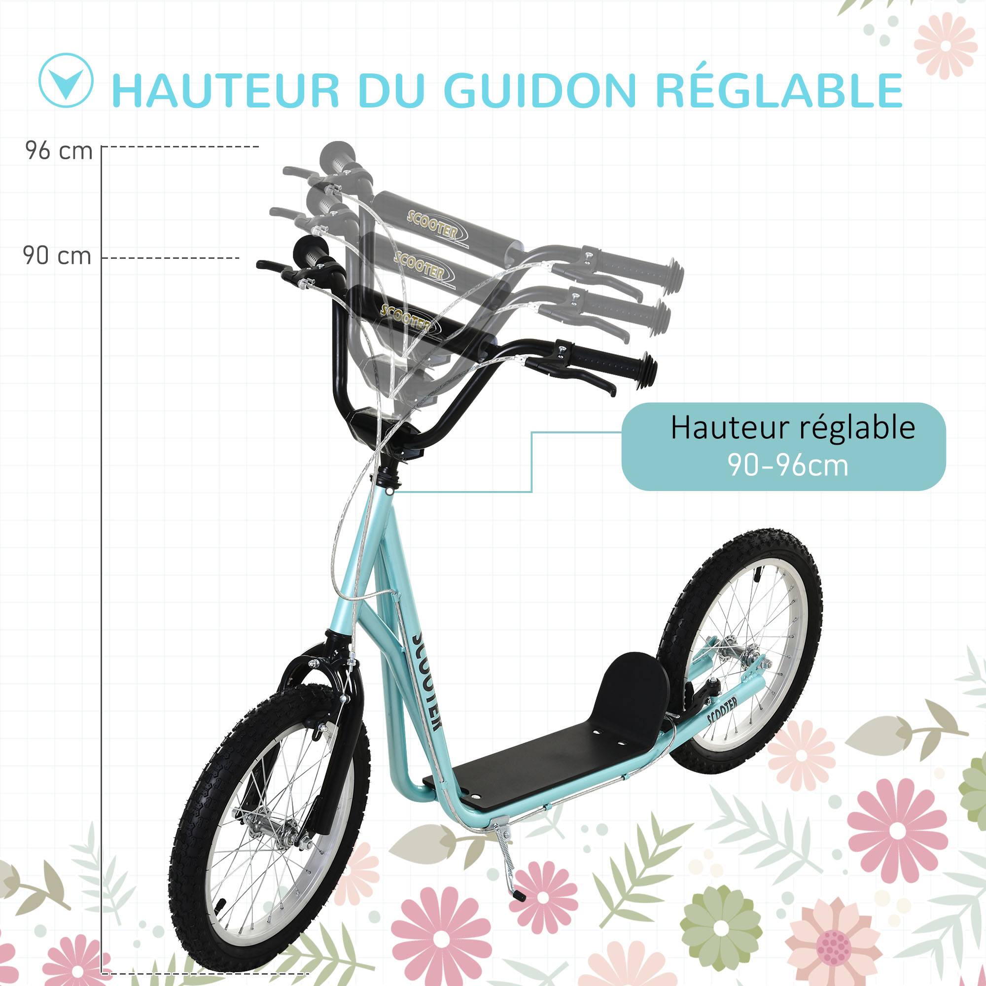 Trottinette Enfant dès 5 Ans avec Grands Pneus en Caoutchouc, Guidon Réglable, Frein et Béquille, Bleu - Image 5