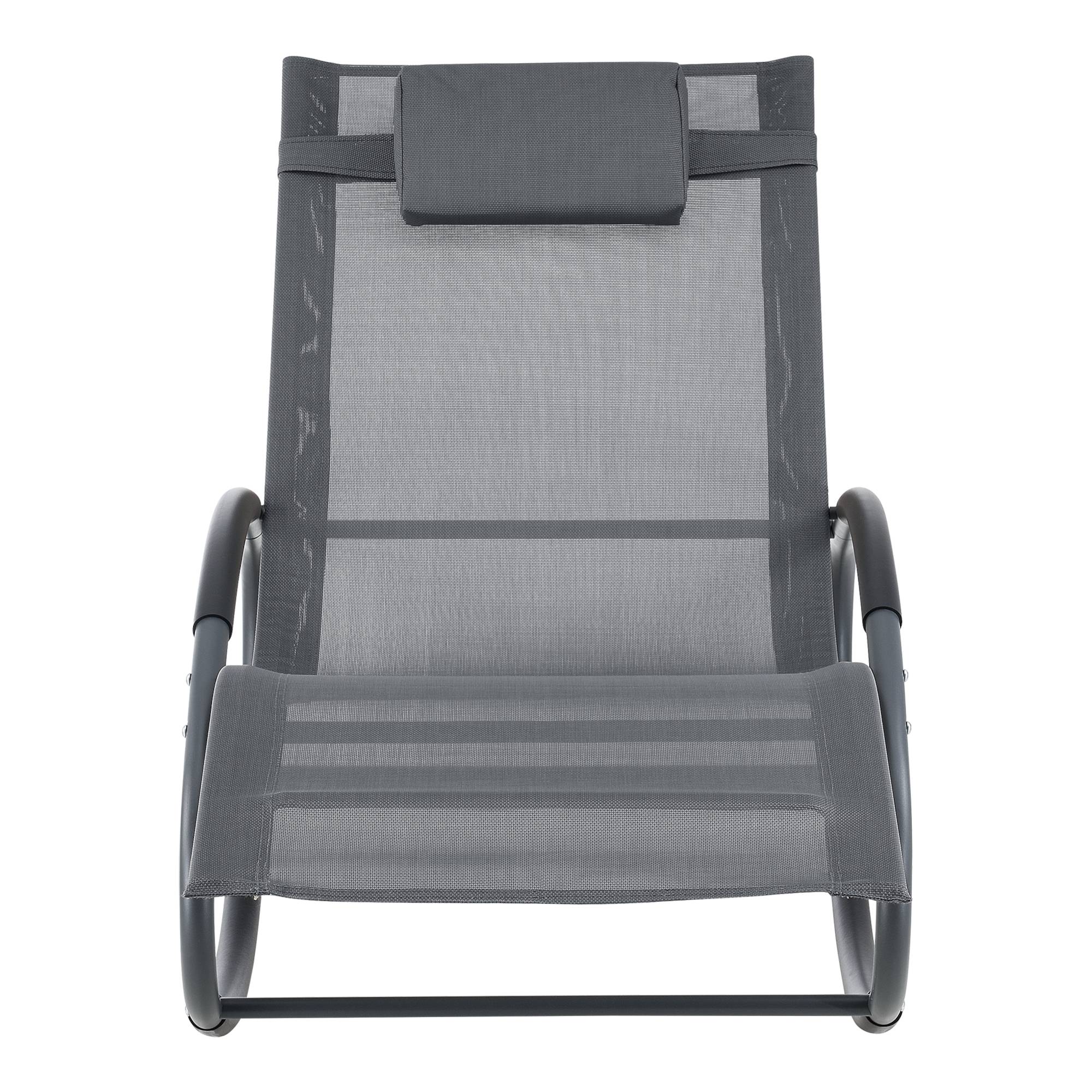 Fauteuil de Jardin Almaluez Amovible Acier Textile 153 x 63 x 81 cm Gris Foncé [en.casa] - Image 3