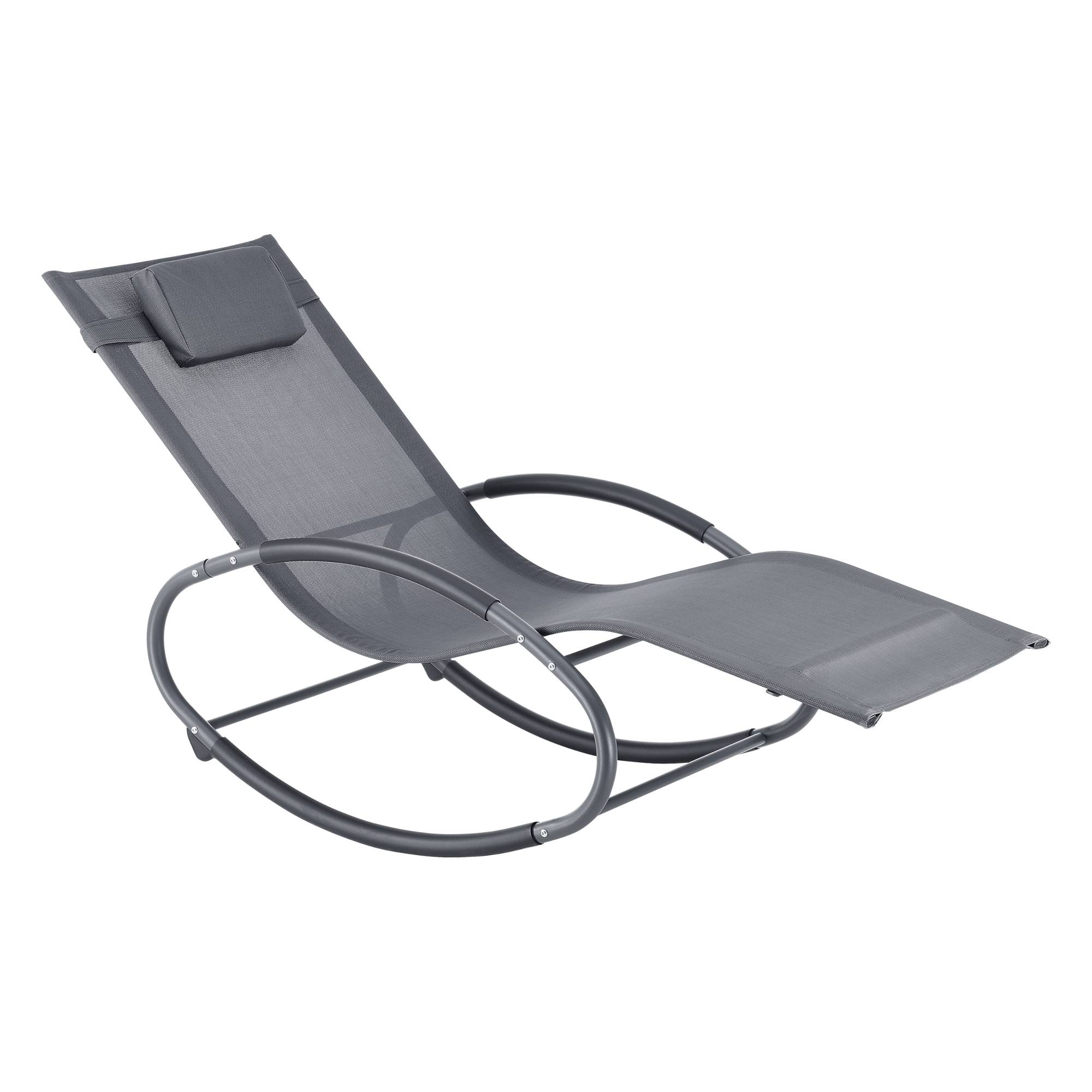 Fauteuil de Jardin Almaluez Amovible Acier Textile 153 x 63 x 81 cm Gris Foncé [en.casa] - Image 1