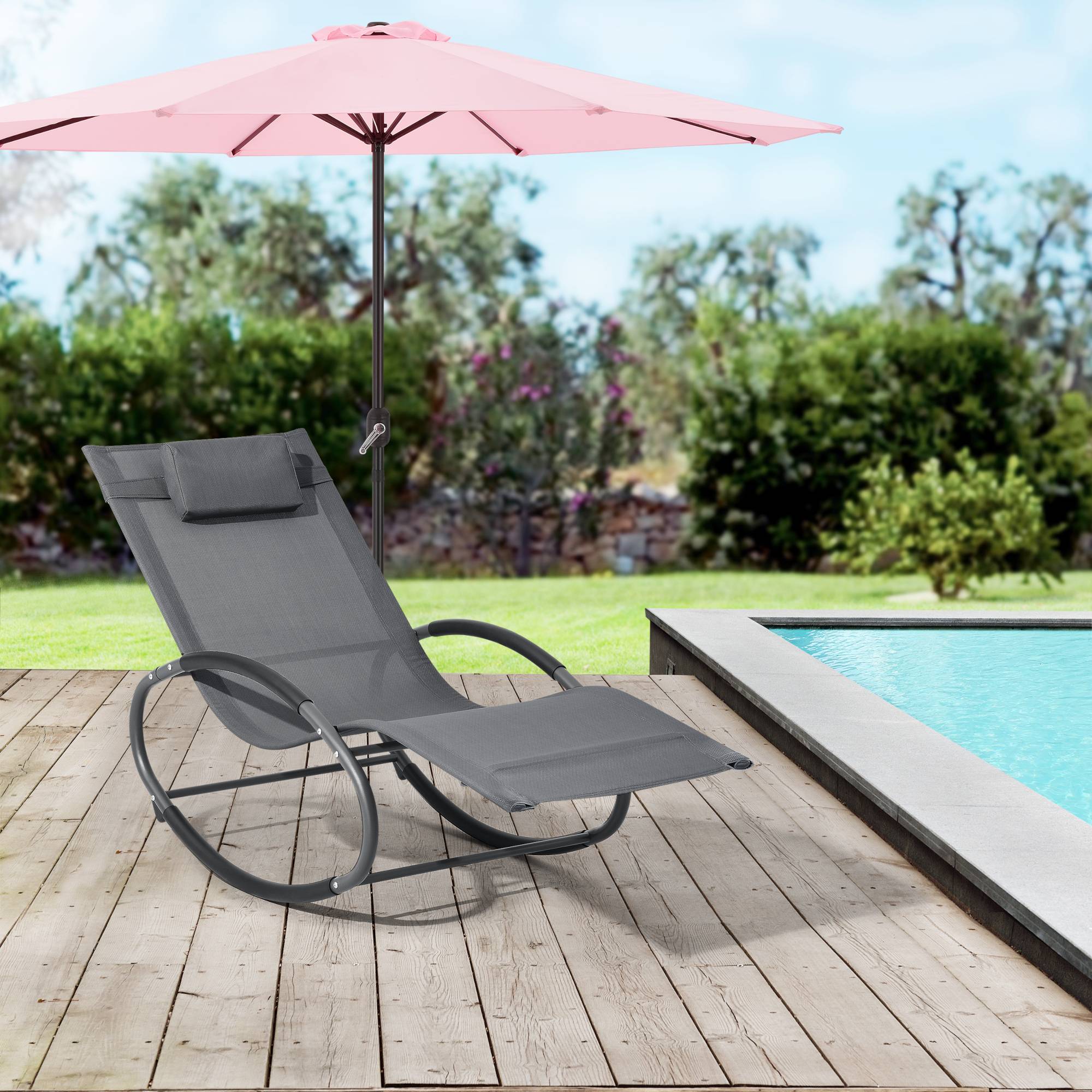 Fauteuil de Jardin Almaluez Amovible Acier Textile 153 x 63 x 81 cm Gris Foncé [en.casa] - Image 2