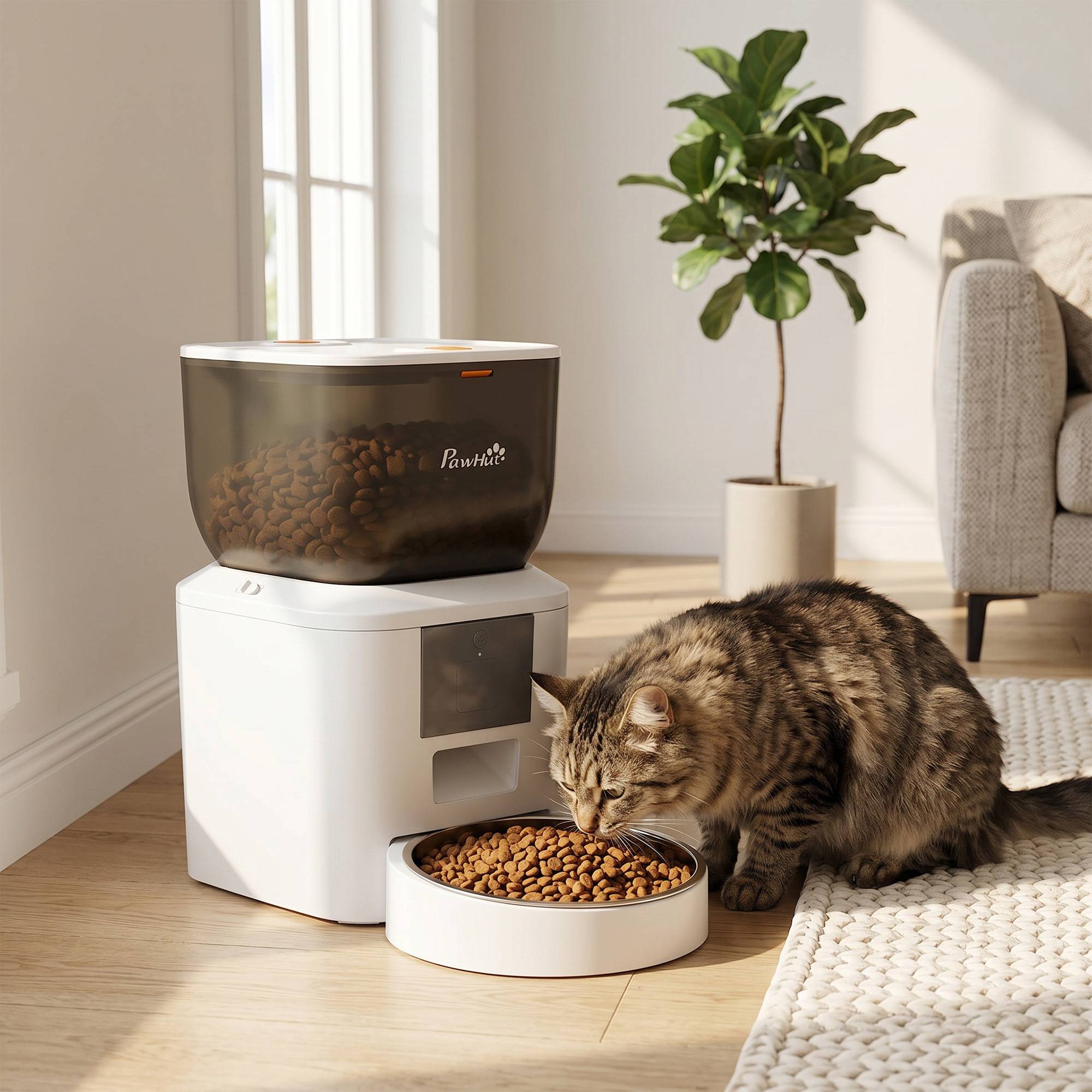 Distributeur automatique de croquettes pour chat, Wi-Fi 2,4 GHz, 4 L,1 à 10 repas, signal sonore de distribution toutes les 10 secondes - Image 3
