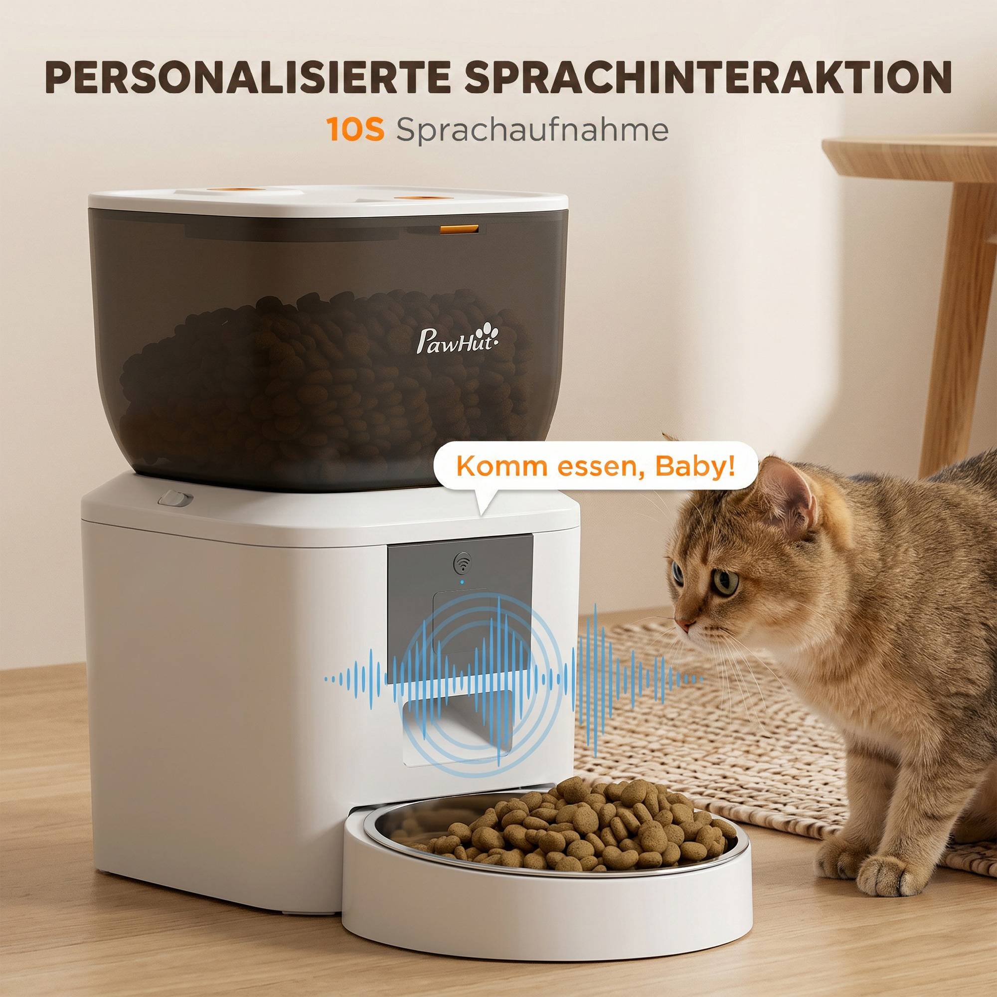 Distributeur automatique de croquettes pour chat, Wi-Fi 2,4 GHz, 4 L,1 à 10 repas, signal sonore de distribution toutes les 10 secondes - Image 7