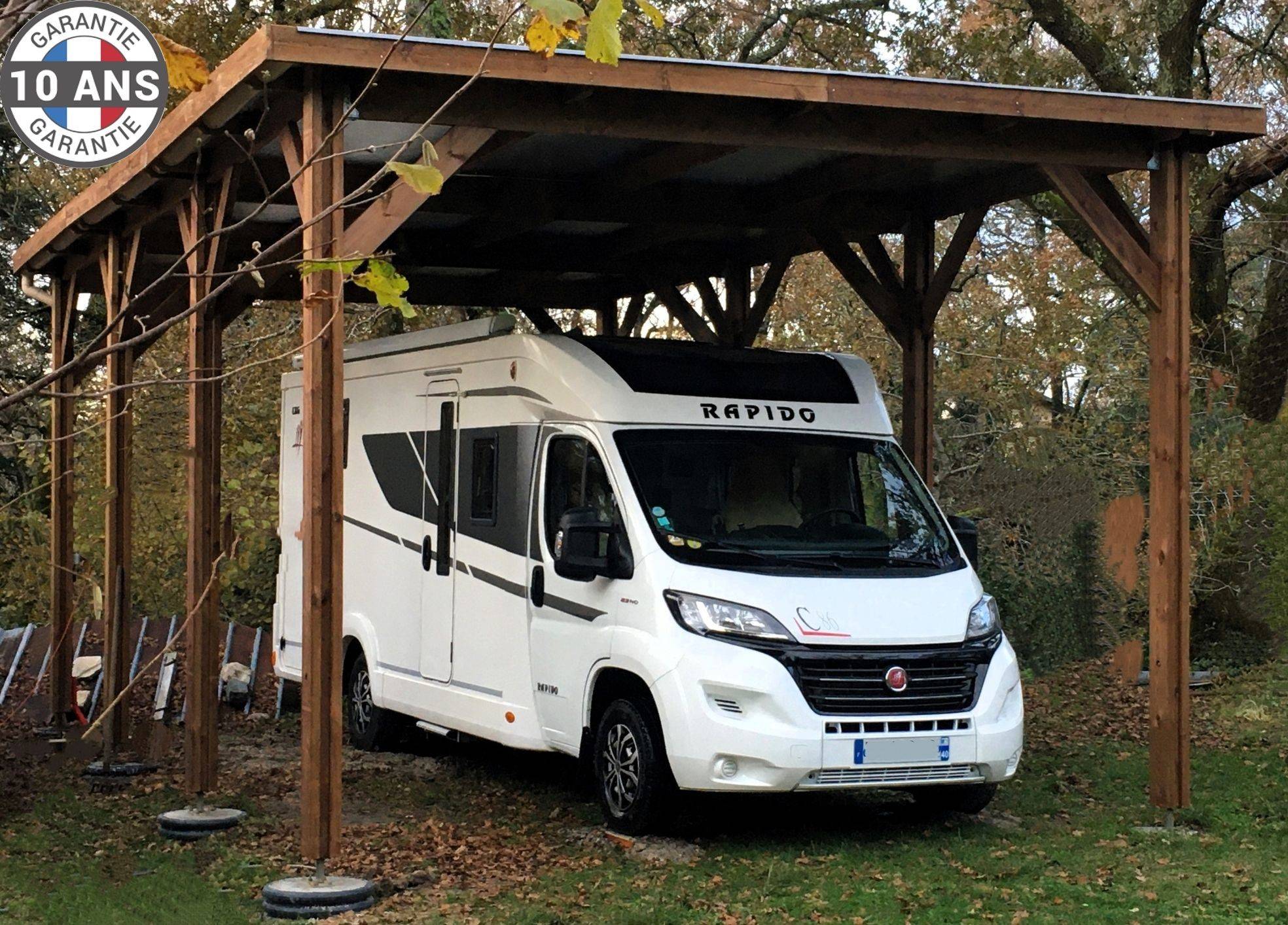 Cpbf Charpentes - Carport toit plat 500cmx800cm bois DOUGLAS français (charpente - auvent - abri camping-car). 40 m². Garantie 10 ans. - Image 1
