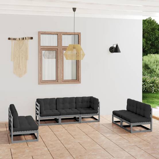Vidaxl - Salon de jardin 7 pcs avec coussins Bois de pin massif vidaXL 3076471 - Image 1